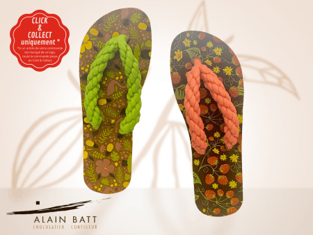 Paire de tongs en chocolat - ref-1231SN - Paire de tongs chocolat noir