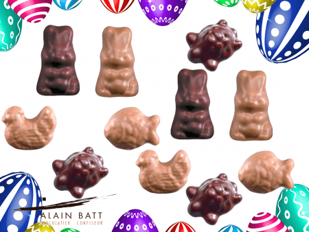 Guimauve de Pâques chocolatée - ref_1310 - Sachet de 200g assortie noir et lait