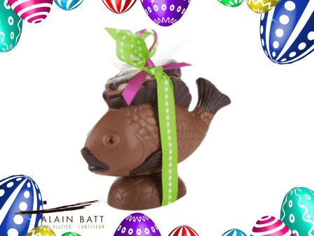 Poisson Sirène garni - ref_1346L - Poisson Sirène chocolat lait garni