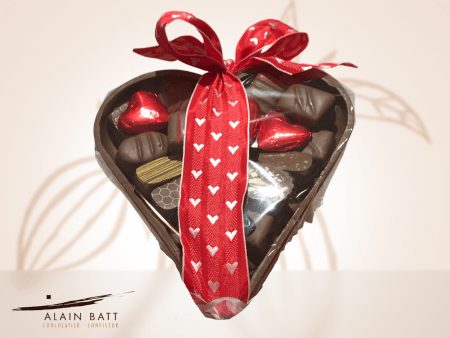Coeur en chocolat garni - ref_1378N - Petit coeur chocolat noir garni