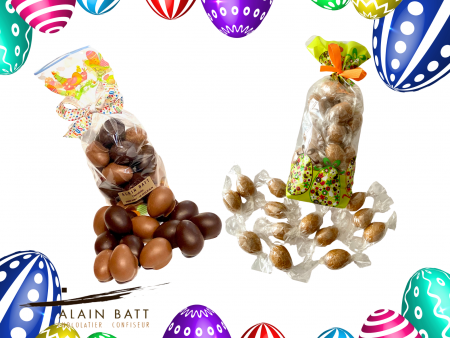 Petits oeufs de Pâques nougatine pralinés - ref-1468-200. - Oeufs nougatine fourrés praliné non enrobés 200g