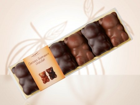 Oursons guimauve chocolat - ref_1624NL - Coffret 6 oursons chocolat noir et lait