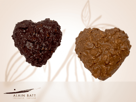 Coeur amandes soufflées Garni - ref_1643N - Coeur Chocolat Noir