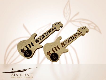 Guitare Rock 'N Roll - ref_1678N - Sujet en chocolat noir