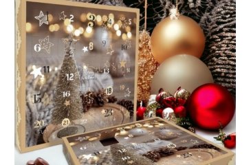 Calendrier de l'Avent doré garni de chocolats