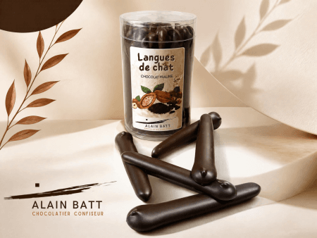 Langues de chat chocolat praliné - ref-1716N - Etui 190g de chocolat chocolat noir