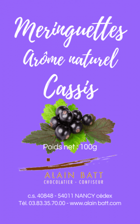 Meringuettes arôme naturel de cassis - ref-1737 - Sachet de 100 grammes