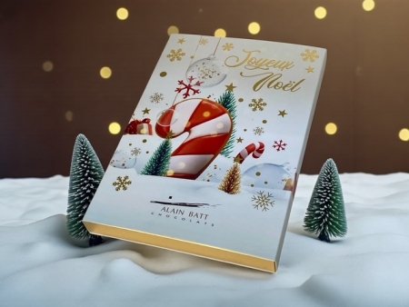 Calendrier de l'Avent Canne à sucre garni de chocolats - ref_1805L - Coffret de 250g chocolats pralinés Lait